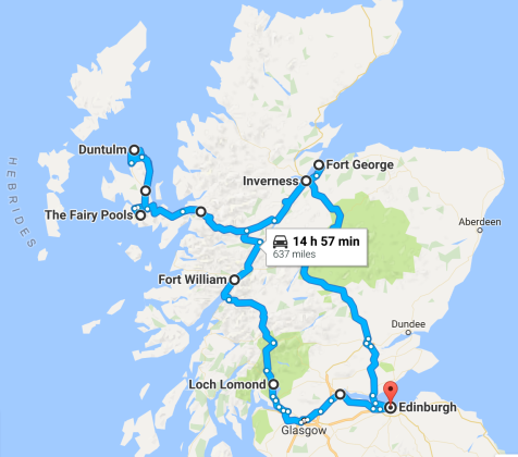 4 days road trip Scotland